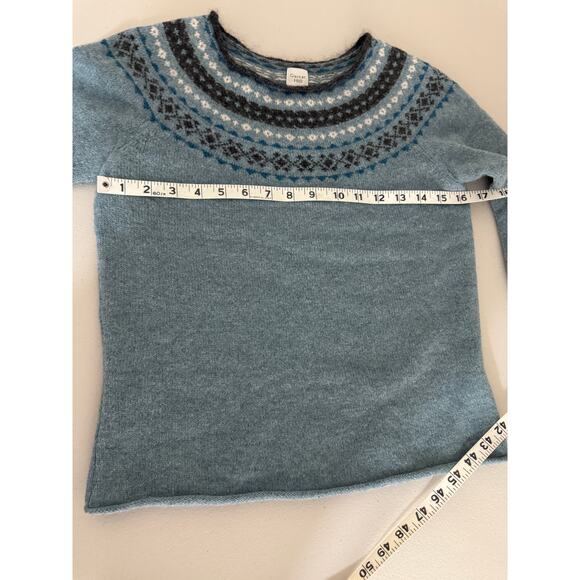 Garnet Hill Blue Lambswool Cashmere Wool Mohair Fair Isle Sweater Shirt XS - Picture 5 of 7